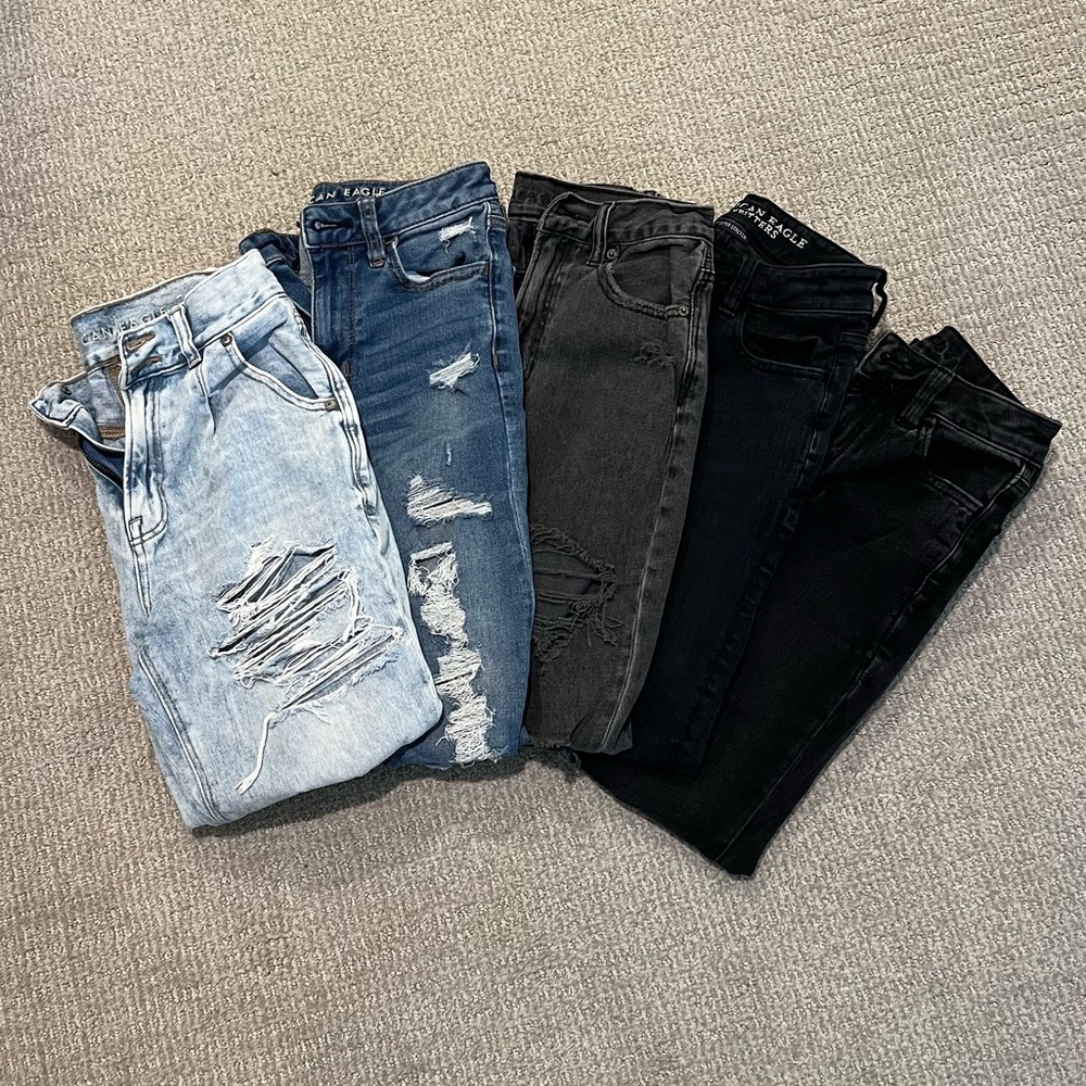 American Eagle Jeans Bundle | 00 short, light & dark wash, distressed